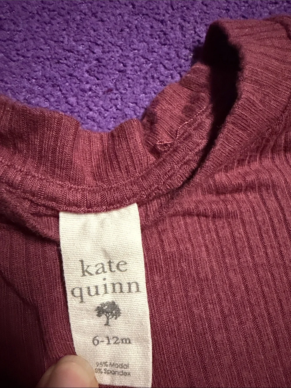 kate quinn Ribbed Short Sleeve Tee in Burgundy